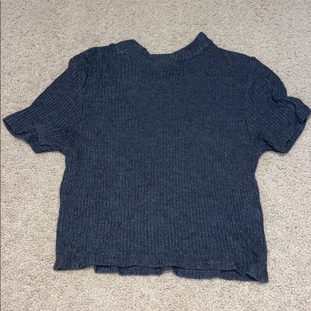 Ribbed mock neck top